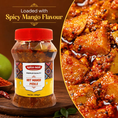 Spice Nest authentic homemade style hot mango pickle with Indian spices