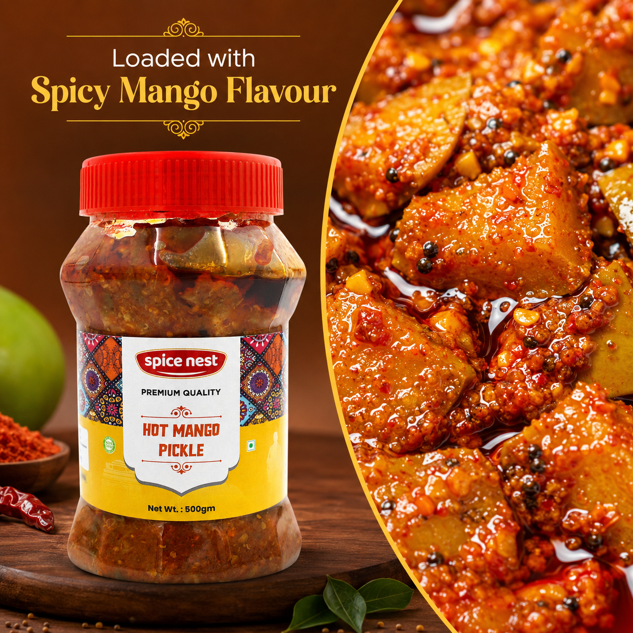 Spice Nest Hot Mango Pickle – Extra Spicy Indian Aam Ka Achar, Homemade Style
