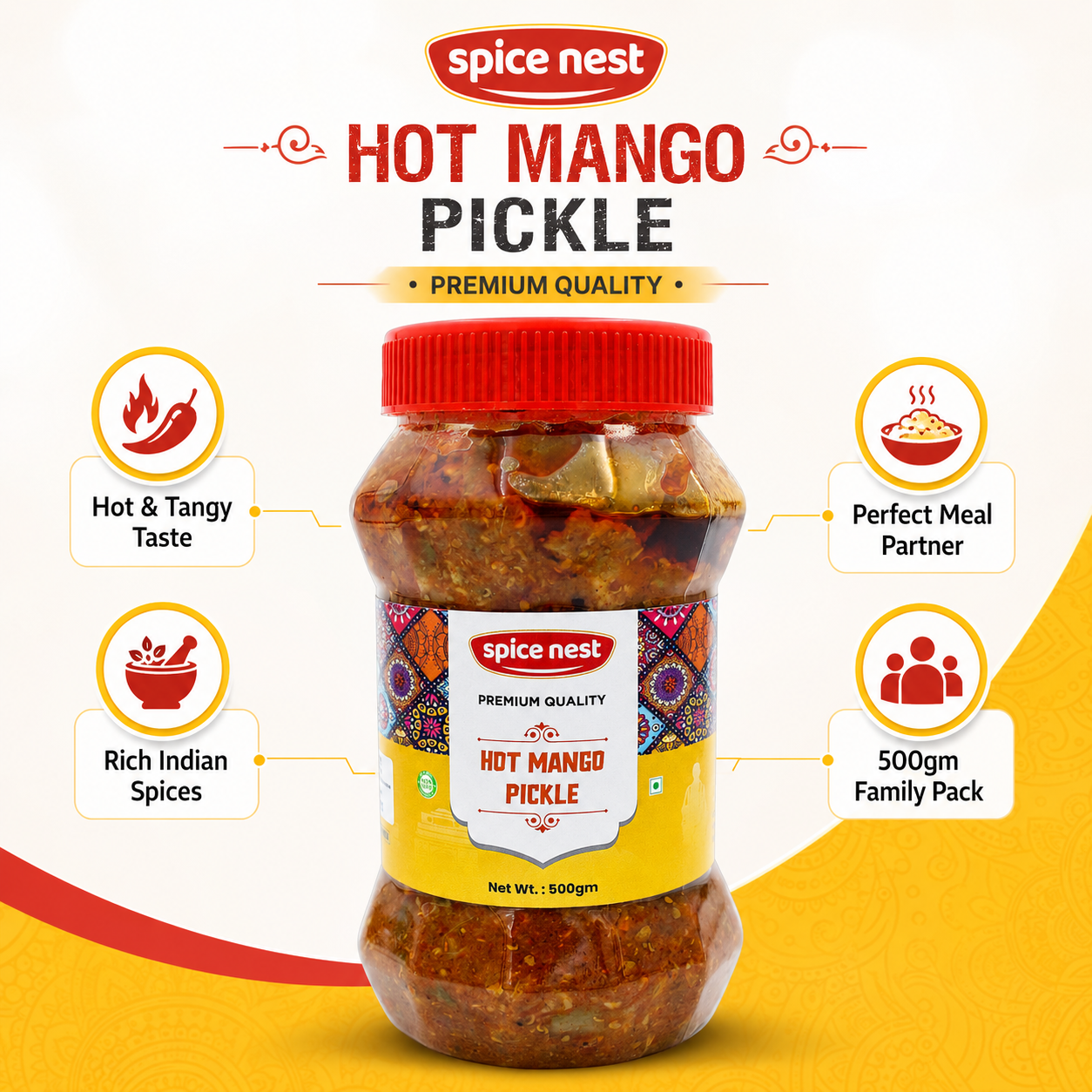 Spice Nest Hot Mango Pickle – Extra Spicy Indian Aam Ka Achar, Homemade Style