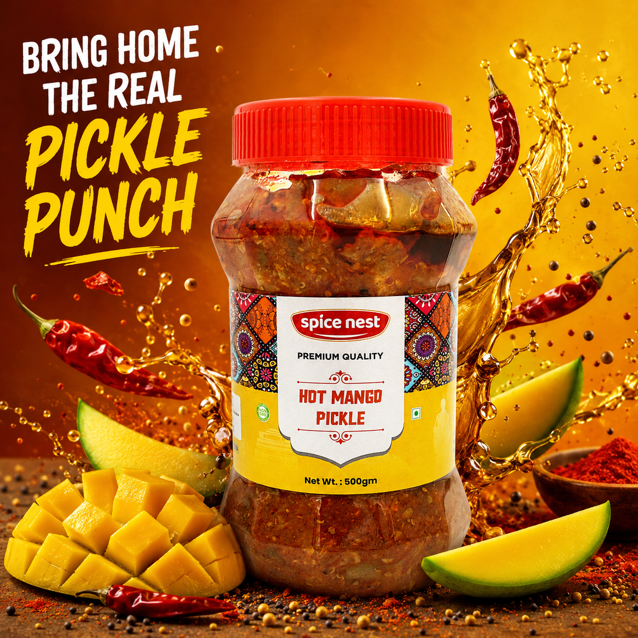 Spice Nest Hot Mango Pickle – Extra Spicy Indian Aam Ka Achar, Homemade Style