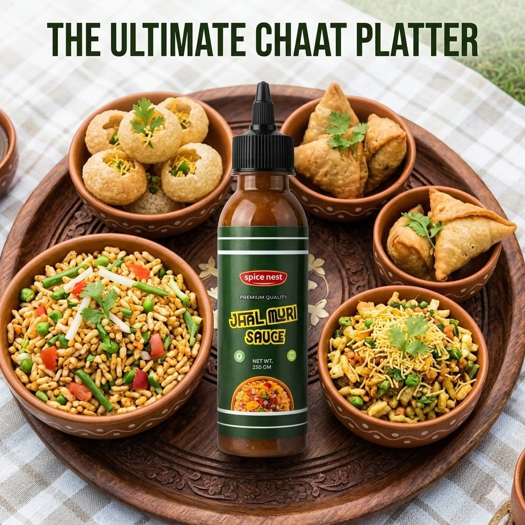 230g Spice Nest Jhal Muri Sauce front label showing brand and flavor.