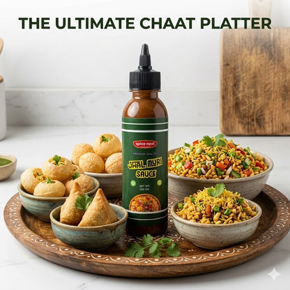 Spice Nest Jhal Muri Sauce 230g jar on white background for ecommerce listing.