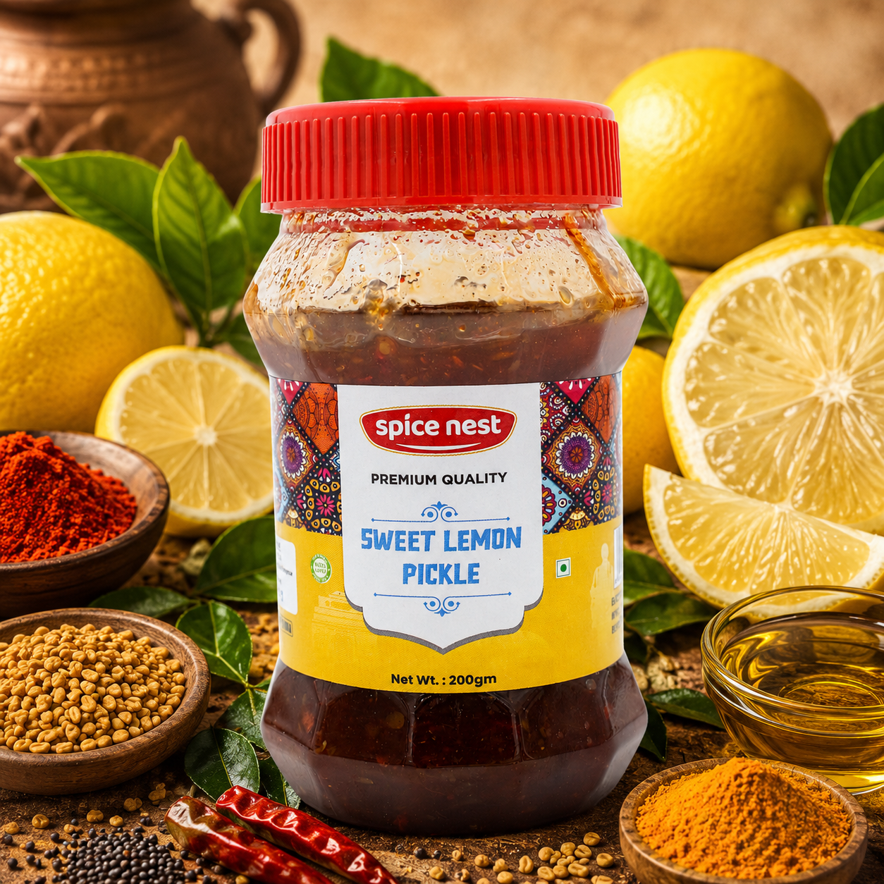 Spice Nest sweet lemon pickle jar multiple size options