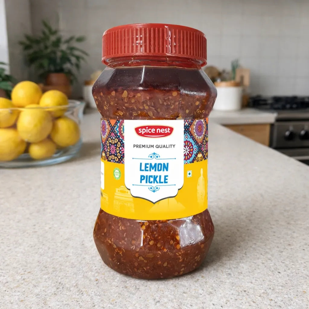 Premium lemon pickle 1kg jar finest lemons aromatic Indian spices mustard oil