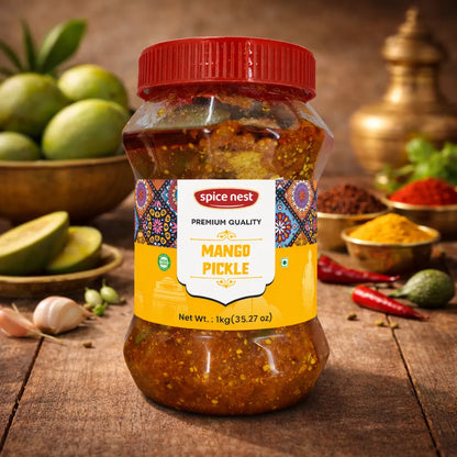 Spice Nest branded premium mango pickle 1kg quality mangoes aromatic spices