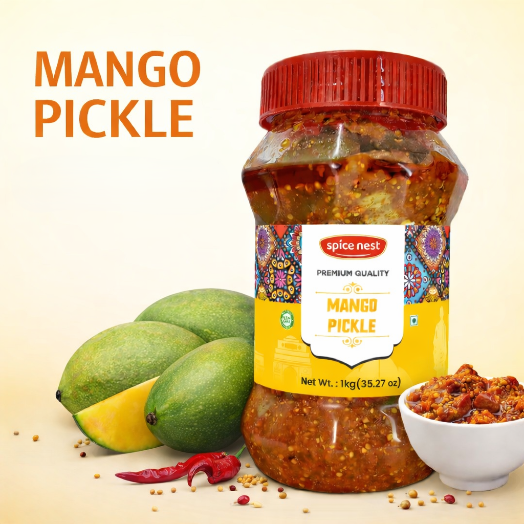 مخلل مانجو فاخر من سبايس نيست، 1 كجم (35.27 أونصة)، على الطريقة الهندية التقليدية