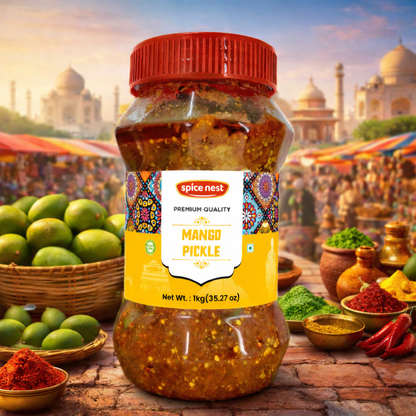 مخلل مانجو فاخر من سبايس نيست، 1 كجم (35.27 أونصة)، على الطريقة الهندية التقليدية