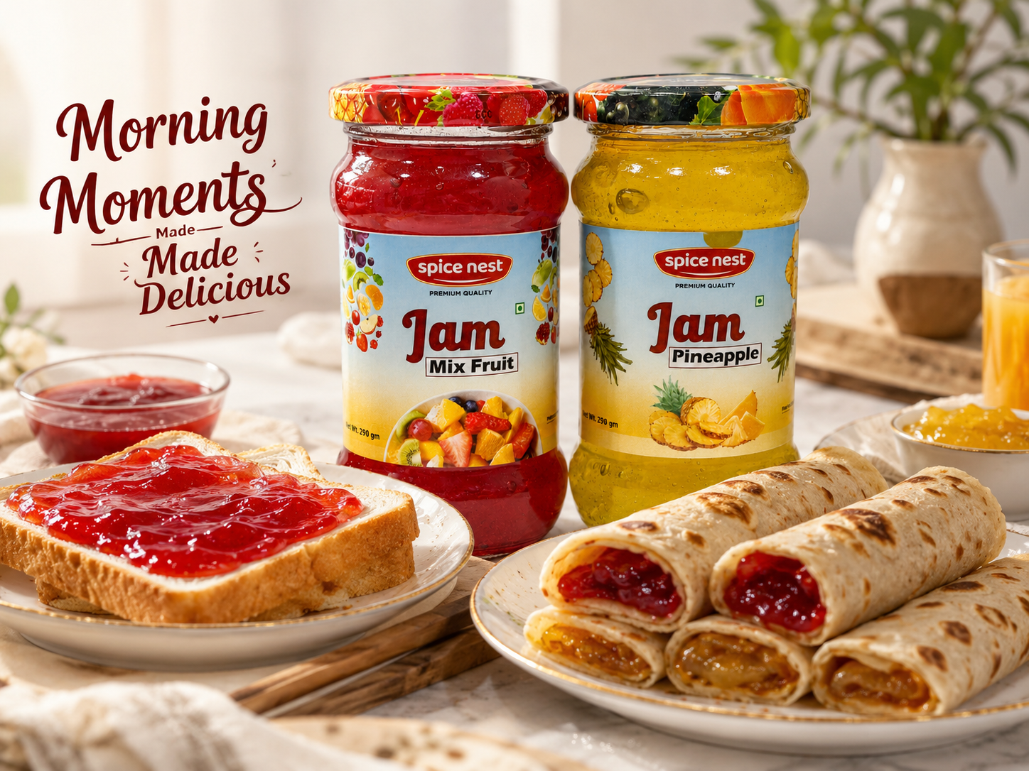 Spice Nest branded fruit jam combo pack morning breakfast spread