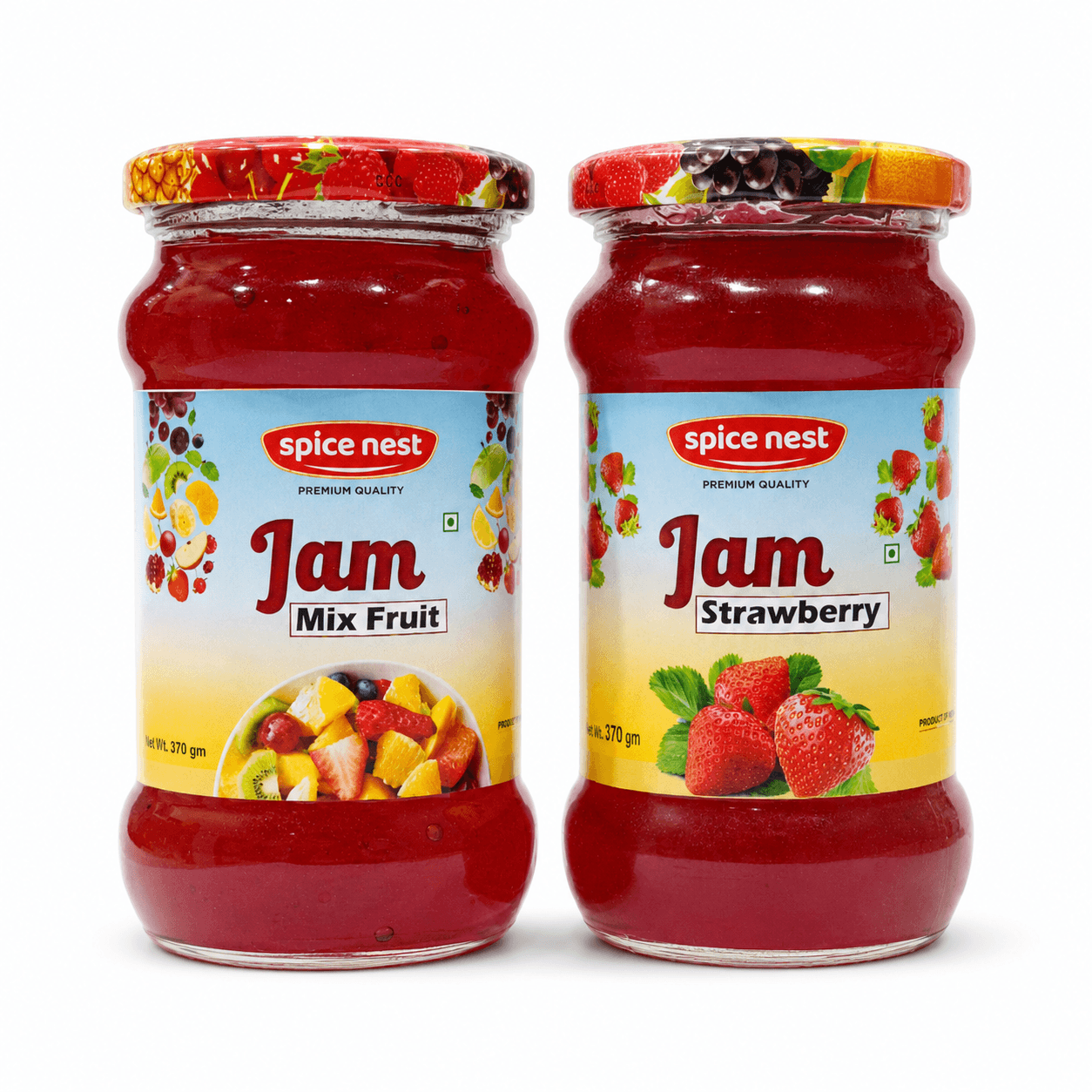 Spice Nest Mixed Fruit and Strawberry Jam combo pack 370g each for breakfast