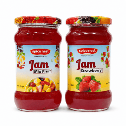 Spice Nest Mixed Fruit and Strawberry Jam combo pack 370g each for breakfast