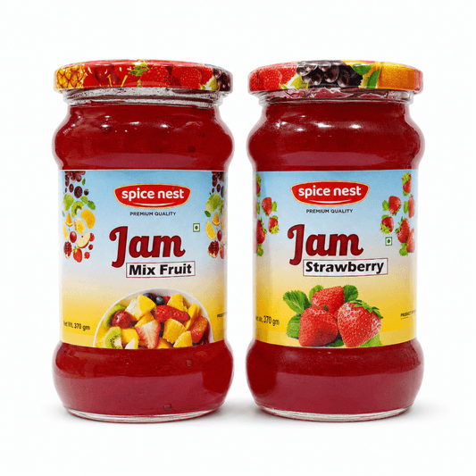 Spice Nest Mixed Fruit and Strawberry Jam combo pack 370g each for breakfast