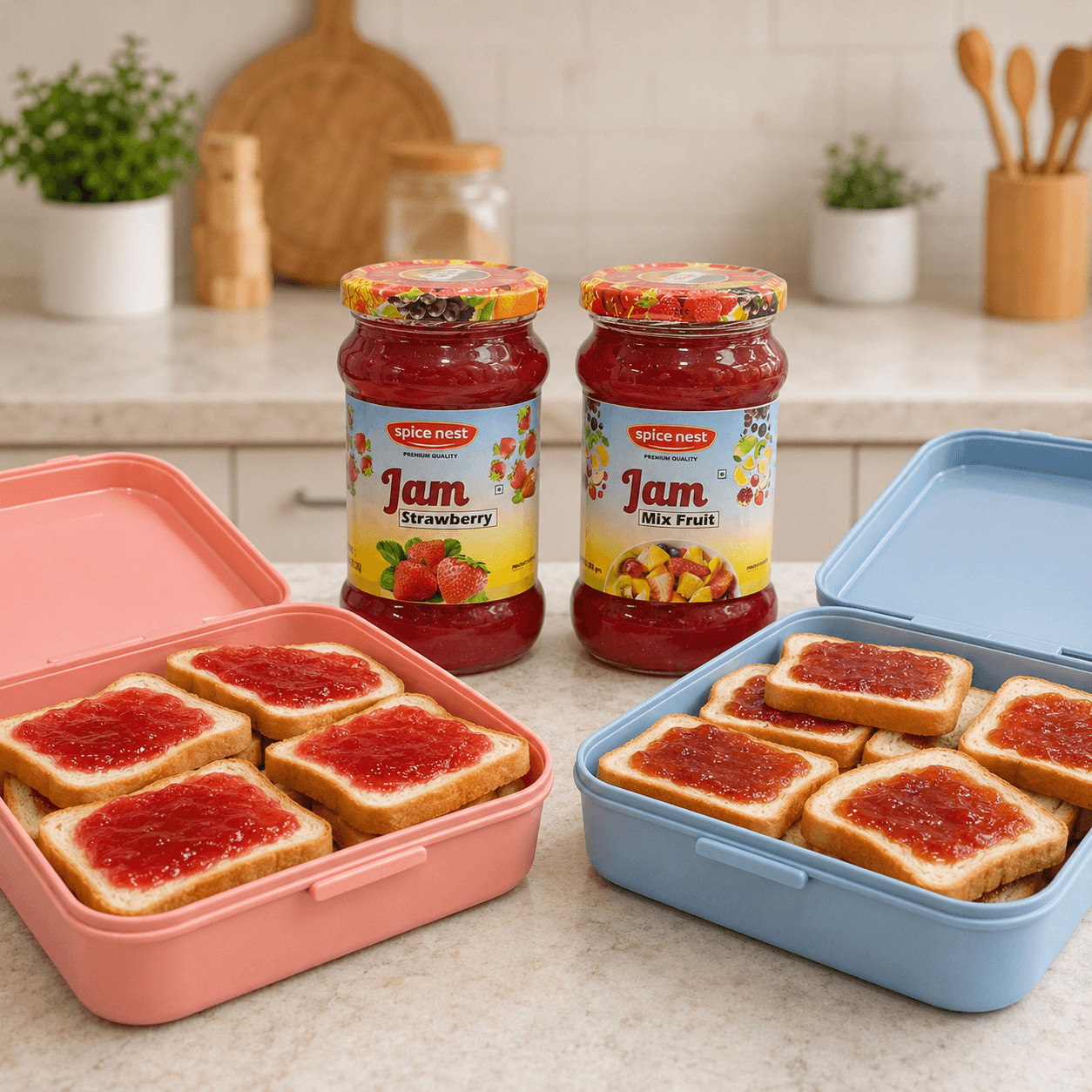 Mixed Fruit Jam and Strawberry Jam combo by Spice Nest perfect for snacks