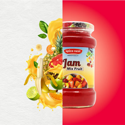 Healthy breakfast with mix fruit jam and toast