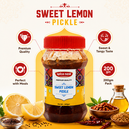 Spice Nest branded sweet lemon pickle tangy condiment