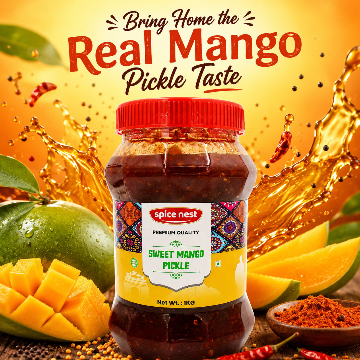 Spice Nest Sweet Mango Pickle – Homemade Style, Authentic Indian Taste (200g, 500g, 1kg)