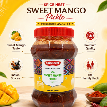 Spice Nest Sweet Mango Pickle – Homemade Style, Authentic Indian Taste (200g, 500g, 1kg)
