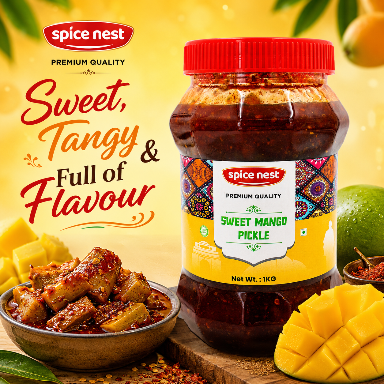 Spice Nest Sweet Mango Pickle – Homemade Style, Authentic Indian Taste (200g, 500g, 1kg)